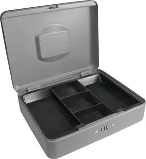 12 Inch Gray Cash Box with Combination Lock