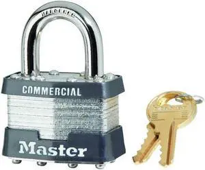 MASTER LOCK 1KA Padlock, Keyed Alike, Standard Shackle, Rectangular Steel Body,