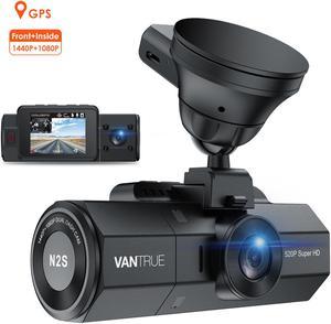 Vantrue N2S-G 4K Dash Cam for Uber, Dual 1440P Front and Inside Dash Camera with GPS, Car Dashboard Camera with Infrared Night Vision, Parking Mode, Motion Sensor, Capacitor, Support 256GB MAX