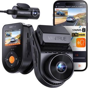 Vantrue E2 Dash Cam Front and Rear with Voice Control, 2.7K + 2.7K Dual Dash Camera for Cars, Wifi, GPS, Starvis Night Vision, Buffered Parking Mode