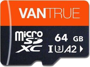 Vantrue 64GB microSD Card with Adapter, U3 UHS-I High Speed SD Card for Dash Cams & Home Security System Video Cameras