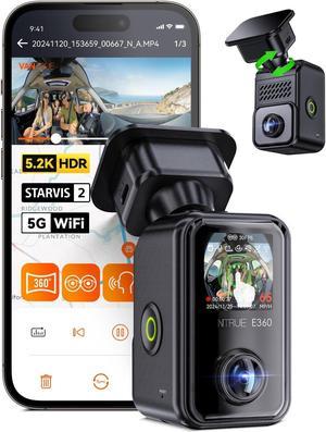Vantrue E360 Panoramic 5.2K WIFI Dash Cam,STARVIS 2 Night Vision,Voice Control,GPS,24 Hours Parking Mode, Support 512GB Max