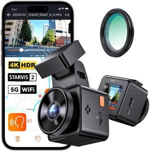Vantrue E1 Pro 4K Mini Dash Cam Front, STARVIS 2 Plate Pix HDR Night Vision Car Camera, Built-in 5G WiFi GPS, LTE Support, Voice Control, 24/7 Buffered Parking Mode, Support 1TB Max