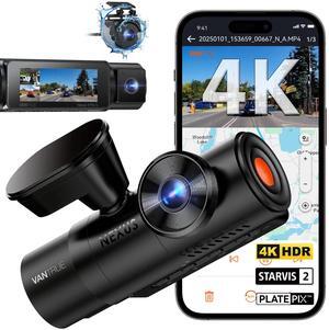 Vantrue N4 Pro S 4K 3 Channel Dash Cam, STARVIS 2 IMX678 x PlatePix x HDR Night Vision, 4K+1080P+1440P Front Inside and Rear Dash Camera, IP67 Waterproof Rear Camera, 24H Parking Mode, Support 1TB