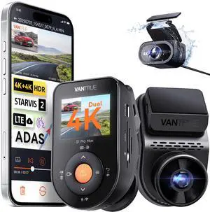Vantrue S1 Pro Max AI Dual 4K Dash Cam Front and Rear, 4K+4K Dash Camera with ADAS/BSD, STARVIS 2 HDR PlatePix Night Vision, 5GHz WiFi, GPS, Optional LTE, 24/7 Parking Mode, Voice Control, Support 1T