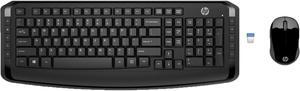 HP 300 Wireless Keyboard and Mouse 3ML04AA#ABL, 2.4 GHz Wireless Connection, Single USB Nano Receiver, Ultra-Precise Mouse, Ideal for Office Work, Black (2023 Latest Model)