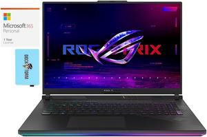 ASUS ROG Strix SCAR 18 Gaming Laptop (Intel i9-14900HX 24-Core, 18" 240 Hz Wide QXGA (2560x1600), GeForce RTX 4080, 32GB DDR5 5600MHz RAM, Win 11 Pro) with Microsoft 365 Personal , Dockztorm Hub