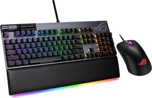 ASUS ROG Strix Flare II Animate 100% RGB Gaming Keyboard Bundle with ROG Keris Mouse, ROG NX Red Linear Switches, LED Display, PBT Keycaps, Acoustic Dampening Foam, and Wrist Rest