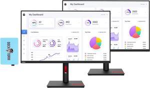 Lenovo ThinkVision 22" FHD IPS (1920x1080) Monitor Bundle with Docztorm Dock, 60 Hz Refresh Rate, 1 HDMI, 1 DP, VESA Mount (100x100 mm), Ideal for Home & Business, Black (2024 Latest Model) (2 Pack)