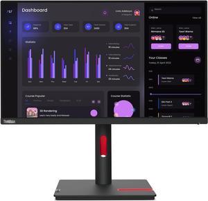 Lenovo T24i-30 63CFMAT1US 24 Monitor, 60Hz Refresh Rate, 4 ms response time, Full HD (1920x1080) IPS, Anti-glare Screen, VESA Compatible- Ideal for Home & Business Use