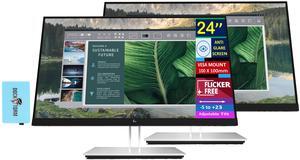 HP 24" E24u G4 FHD USB-C Monitor w/5ms Response Time, Anti-Glare, Flicker Free, VESA Mount (100mm), Display Port & Dockztorm USB Port Expander, Black/Silver (189T0AA#ABA - 2025 Latest Model) 2-Pack