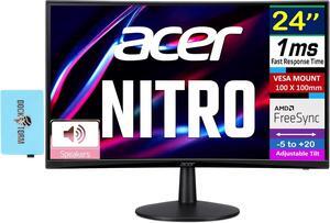 Acer Nitro 24" FreeSync FHD 1500R Curve Monitor ZeroFrame Design with 1ms Response Time, VESA Mount (100mm), VGA, HDMI & Dockztorm USB Port Expander, Black (2025 Latest Model)