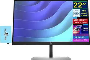HP 22" FHD IPS Monitor with 5ms Response Time, Anti Glare, Flicker Free, VESA Mount (100mm), Displayport, HDMI & Dockztorm USB Port Expander, Black/Silver (2025 Latest Model)