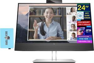 HP E24mv G4 FHD IPS Monitor with 5ms Response Time, Anti Glare, Flicker Free, Built-in Speakers, Displayport, HDMI & Dockztorm USB Port Expander, Black/Silver (169L0AA#ABA - 2025 Latest Model)