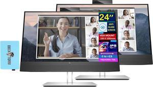 HP E24mv G4 FHD IPS Monitor with 5ms Response Time, Anti Glare, Flicker Free, Built-in Speakers, Displayport, HDMI & Dockztorm USB Port Expander, Black/Silver (169L0AA#ABA - 2025 Latest Model) 2 Pack