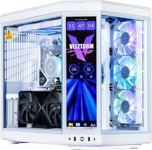 Velztorm LCD Praetix Custom Built Y70 Touch Gaming Desktop PC (Intel i9-14900K, Radeon RX 9070 XT, 64GB DDR5, 2TB PCIe SSD + 6TB HDD, RGB Fans, 360mm AIO, 1000W PSU, WiFi 6, BT 5.2, RJ-45, Win 11 Pro)