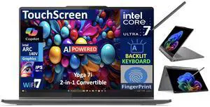 Lenovo Yoga 7i AI PC 2-in-1 Laptop 16.0" Touchscreen IPS WUXGA Display (Intel Ultra 7-256V, 16GB LPDDR5X, 1TB SSD, Active Pen, Backlit KB, Fingerprint, 2 Thunderbolt 4, WiFi 7, Webcam, Win 11 Pro)
