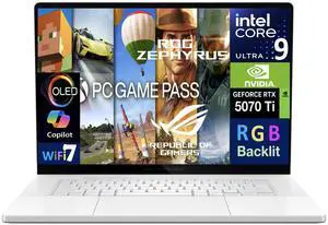 ASUS ROG Zephyrus G16 Laptop 16.0" 240Hz WQXGA Display (Intel Ultra 9-285H, GeForce RTX 5070 Ti 12GB, 32GB LPDDR5X, 2TB SSD, RGB KB, Thunderbolt 4, WiFi 7, Webcam, Bluetooth 5.4, Win 11 Pro)