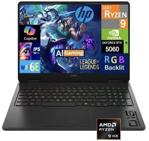HP OMEN AI Gaming Laptop 16.0" 144Hz IPS WUXGA Display (AMD Ryzen 9 8940HX, NVIDIA GeForce RTX 5060 8GB, 32GB DDR5, 1TB SSD, 3-Zone RGB KB, WiFi 6E, Webcam, Bluetooth 5.4, Win 11 Home)