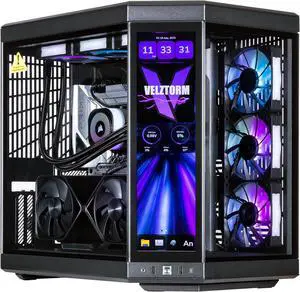 Velztorm LCD Black Praetix Custom Built Gaming Desktop PC (Intel i9-14900K, GeForce RTX 5080, 32GB DDR5, 2TB PCIe SSD, RGB Fans, 360mm AIO, 1000W PSU, WiFi 6E, Bluetooth 5.2, RJ-45, Win 11 Pro)