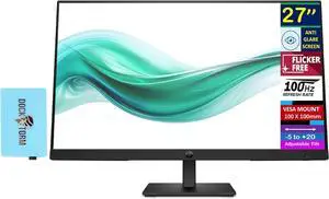 HP Series 3 Pro 27" FHD IPS Monitor with 5ms Response Time, Anti Glare, Flicker Free, VESA Mount (100 x 100 mm), Displayport, HDMI & Dockztorm USB Port Expander, Black Color