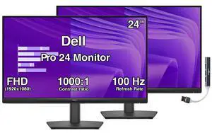 Dell Pro 24 24" IPS Monitor, 5ms Response Time, Anti-Glare, 100Hz Refresh Rate, 250 nits Brightness, VESA Mount, HDMI, DisplayPort, VGA, Black & DKZ Hub (2-Pack) Dell Pro 24 24" IPS Monitor, 5ms Response Time, Anti-Glare, 100Hz Refresh Rate, 250 nits Brightness, VESA Mount, HDMI, DisplayPort, VGA, Black & DKZ Hub (2-Pack)