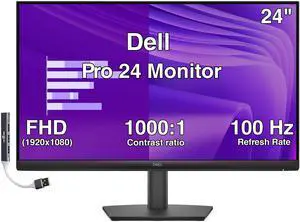 Dell Pro 24 24" IPS Monitor, 5ms Response Time, Anti-Glare, 100Hz Refresh Rate, 250 nits Brightness, VESA Mount, HDMI, DisplayPort, VGA, Black & DKZ Hub Dell Pro 24 24" IPS Monitor, 5ms Response Time, Anti-Glare, 100Hz Refresh Rate, 250 nits Brightness, VESA Mount, HDMI, DisplayPort, VGA, Black & DKZ Hub