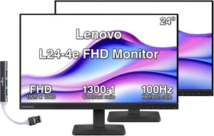 Lenovo L24-4e 24" FHD IPS Monitor, 4ms Response Time, Anti-Glare, Flicker-Free, 100Hz Refresh Rate, VESA Mount (100 mm), VGA, HDMI & Dockztorm USB Port Expander, Black Color (68C2KCC1UZ) 2-Pack Lenovo L24-4e 24" FHD IPS Monitor, 4ms Response Time, Anti-Glare, Flicker-Free, 100Hz Refresh Rate, VESA Mount (100 mm), VGA, HDMI & Dockztorm USB Port Expander, Black Color (68C2KCC1UZ) 2-Pack