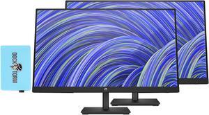 HP V24i 23.8 inch 1080P Computer Monitor Bundle With Docztorm Dock, 23.8" IPS Full HD (1920 x 1080) 75Hz Anti-Glare Display, AMD FreeSync, HDMI, VGA, DisplayPort, (2023 Latest Model) - Pack of 2