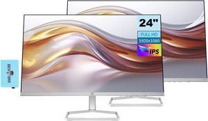 HP Series 5 524sf Monitor 94C17AA#ABA Bundle with Docztorm Dock, 24" FHD IPS (1920x1080) Display, 1x HDMI, 1x VGA, Flicker-free, Ideal for Home & Business, Black/Silver (2024 Latest Model) (2 Pack)