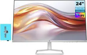 HP 24" FHD IPS (1920x1080) Monitor Bundle with Docztorm Dock, 100Hz Refresh Rate, 1x HDMI 1.4, 1x VGA, Flicker-free, Ideal for Home & Business, Black/Silver (2024 Latest Model)