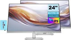 HP 24" FHD IPS (1920x1080) Monitor Bundle with Docztorm Dock, 1x HDMI 1.4, 1x VGA, Flicker-Free, Anti-Glare, 100Hz Refresh Rate, Ideal for Home & Business, Black/Silver (2024 Latest Model) (2 Pack)