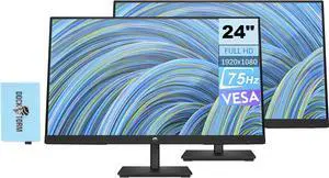 HP 24" FHD VA (1920x1080) Bundle with Docztorm Dock, 75Hz Refresh Rate, 1 HDMI 1.4, 1 VGA, AMD FreeSync, Anti-Glare, Ideal for Home & Business, Black (2023 Latest Model) (2 Pack)