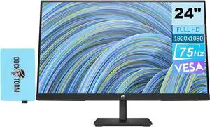 HP V24v G5 FreeSync Monitor 65P62AA#ABA Bundle with Docztorm Dock, 24" FHD VA (1920x1080) 75Hz Display, 1 HDMI 1.4, 1 VGA, Anti-Glare, Ideal for Home & Business, Black (2023 Latest Model)