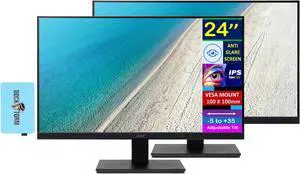 Acer 24" Vero V247Y Gbmix FHD IPS Monitor with 4 ms Response Time, Anti-Glare, Adaptive Sync, Integrated Speakers, VESA Mount (100mm) & Dockztorm USB Port Expander, HDMI, Black (UM.QV7AA.G03) 2-Pack