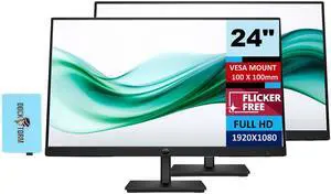 HP 24" Series 3 Pro 324pv FHD VA Monitor with 5 ms Response Time, Anti-Glare, Flicker Free, VESA Mount (100x100mm), HDMI, VGA & Dockztorm USB Port Expander, Black (9U5C1AA#ABA) 2-Pack