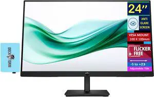 HP 24" FHD VA Monitor with 5 ms Response Time, Anti-Glare, Flicker Free, VESA Mount (100x100mm), HDMI, VGA & Dockztorm USB Port Expander, Black Color