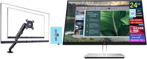 HP 24" FHD USB-C Monitor with 5ms Response Time, Anti-Glare, Flicker free, VESA Mount (100mm), Display Port, HDMI & Dockztorm USB Port Expander, Black/Silver & Ergoflexy Single Mount Arm