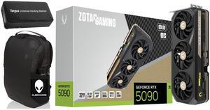 ZOTAC Gaming GeForce RTX 5090 Solid OC 32GB GDDR7, Engine Clock 2422 MHz, Reinforced Metal Mid-Frame, IceStorm 3.0 Advanced Cooling. Bundle with Targus dockstation and Backpack Alienware.