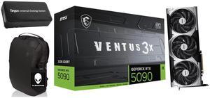 MSI Ventus 3X FeForce RTX 5090 OC Edition 32GB GDDR7, PCI Express Gen 5, Clocks Extreme: 2452 MHz, CUDA CORES 21760 Units, Memory Speed 28 Gbps. Bundle with Targus dockstation and Alienware Backpack