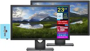 Dell 23" FHD IPS Monitor with 5ms Response Time, Anti Glare, Flicker Free, VESA Mount (100mm), Displayport, VGA & Dockztorm USB Port Expander, Black Color 2 pack