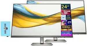 HP Series 5 524da 24" FHD IPS Monitor with 5ms Response Time, Anti Glare, Flicker Free, VGA, HDMI & Dockztorm USB Port Expander, Black/Gray Color (B11W5AT#ABA) 2 Pack