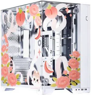 Velztorm Custom Peachietech Art 2025 Collaboration Limited Edition Case Aluminum Tempered Glass O11VPW Dynamic Mid Tower White, Supports Mini-ITX, Micro-ATX, and ATX Motherboard Sizes, O11D Mini-S
