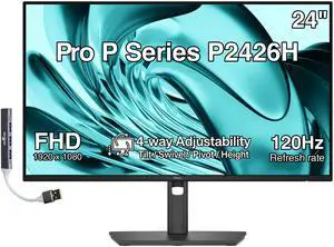 Dell Pro P Series P2426H 24" FHD IPS Monitor, 5ms Response Time, Swivel/Height/Pivot/Tilt, Anti-Glare, Flicker Free, VESA Mount (100mm), HDMI, DisplayPort & Dockztorm USB Port Expander, Dark Gray Dell Pro P Series P2426H 24" FHD IPS Monitor, 5ms Response Time, Swivel/Height/Pivot/Tilt, Anti-Glare, Flicker Free, VESA Mount (100mm), HDMI, DisplayPort & Dockztorm USB Port Expander, Dark Gray