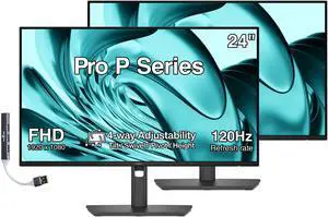 Dell Pro P Series 24" FHD IPS Monitor, 5ms Response Time, Swivel/Height/Pivot/Tilt, Anti-Glare, Flicker Free, VESA Mount (100mm), HDMI, DisplayPort & Dockztorm USB Port Expander, Dark Gray 2 Pack Dell Pro P Series 24" FHD IPS Monitor, 5ms Response Time, Swivel/Height/Pivot/Tilt, Anti-Glare, Flicker Free, VESA Mount (100mm), HDMI, DisplayPort & Dockztorm USB Port Expander, Dark Gray 2 Pack