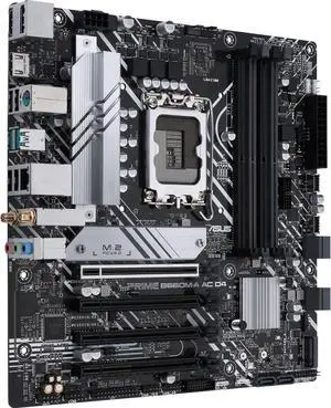 ASUS Prime B660M-A AC D4 Intel B660 Micro-ATX Motherboard, LGA 1700, DDR4, PCIe 4.0, WiFi AC, Bluetooth 5.1, Dual M.2, 6 SATA, HDMI, DisplayPort, USB 3.2, Aura Sync RGB ASUS Prime B660M-A AC D4 Intel B660 Micro-ATX Motherboard, LGA 1700, DDR4, PCIe 4.0, WiFi AC, Bluetooth 5.1, Dual M.2, 6 SATA, HDMI, DisplayPort, USB 3.2, Aura Sync RGB