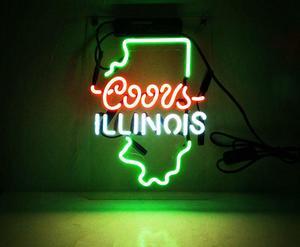 Fashion Handcraft New Coors Light ILLINOIS Real Glass Display Neon Light Sign 14x9!!!Best Offer!