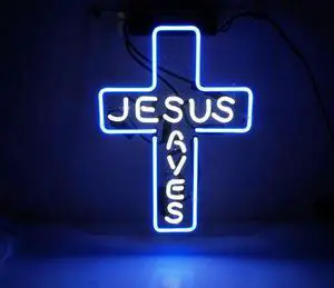 Fashion Handcraft Jesus Saves Real Glass Tubes For Display Neon Light Sign 14x9!!!Best Offer!