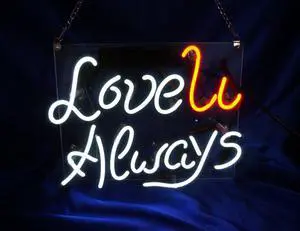 Fashion Handcraft Love U Always Real Glass Tubes For Display Neon Light Sign 14x9!!!Best Offer!