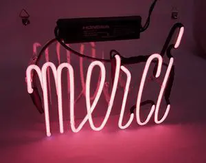 Fashion Handcraft New Merci Real Glass Tubes For Display Neon Light Sign 10x10!!!Best Offer!